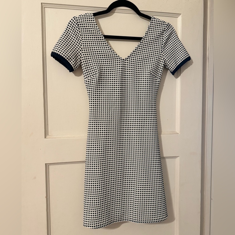 Armani Exchange fit flare navy and white dress